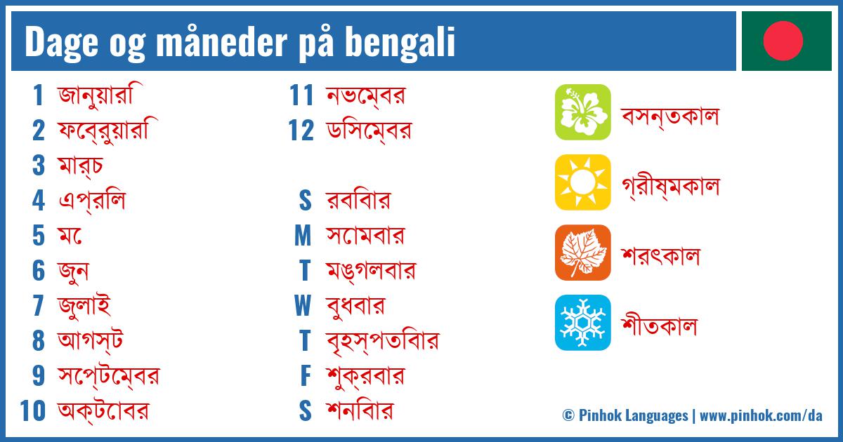 Dage og måneder på bengali