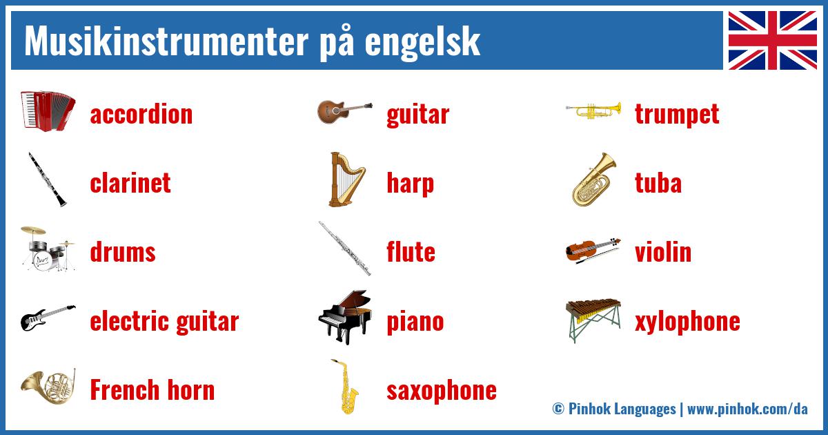 Musikinstrumenter på engelsk