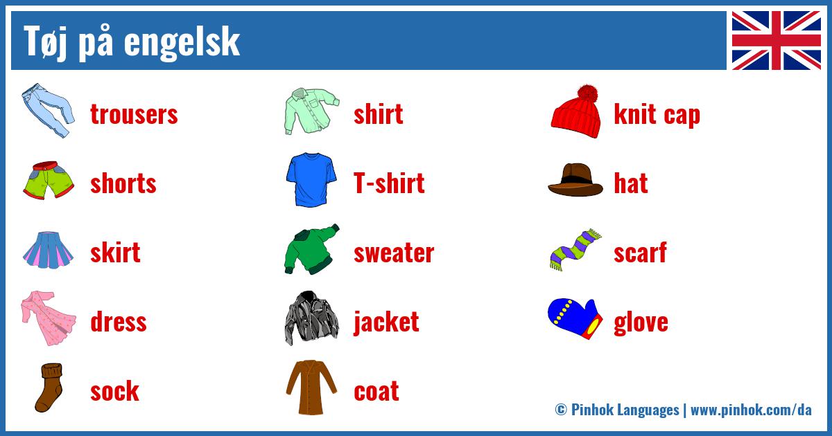Tøj på engelsk Pinhok Languages