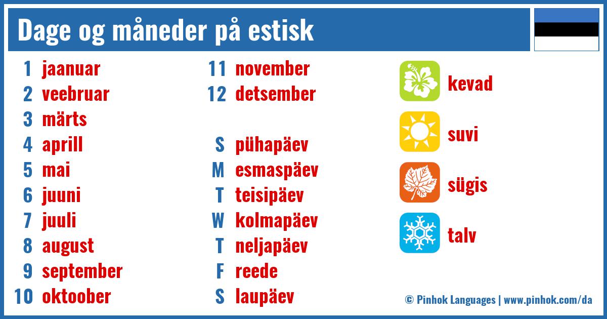 Dage og måneder på estisk