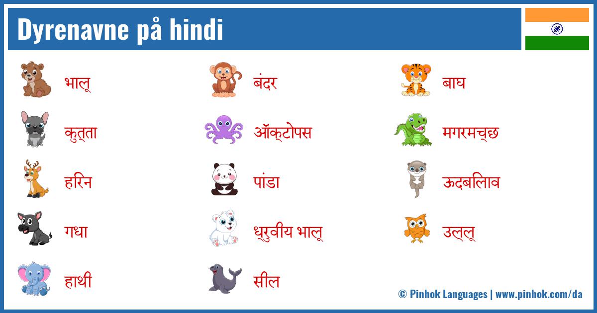 Dyrenavne på hindi