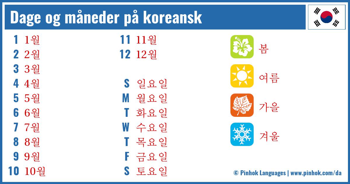 Dage og måneder på koreansk