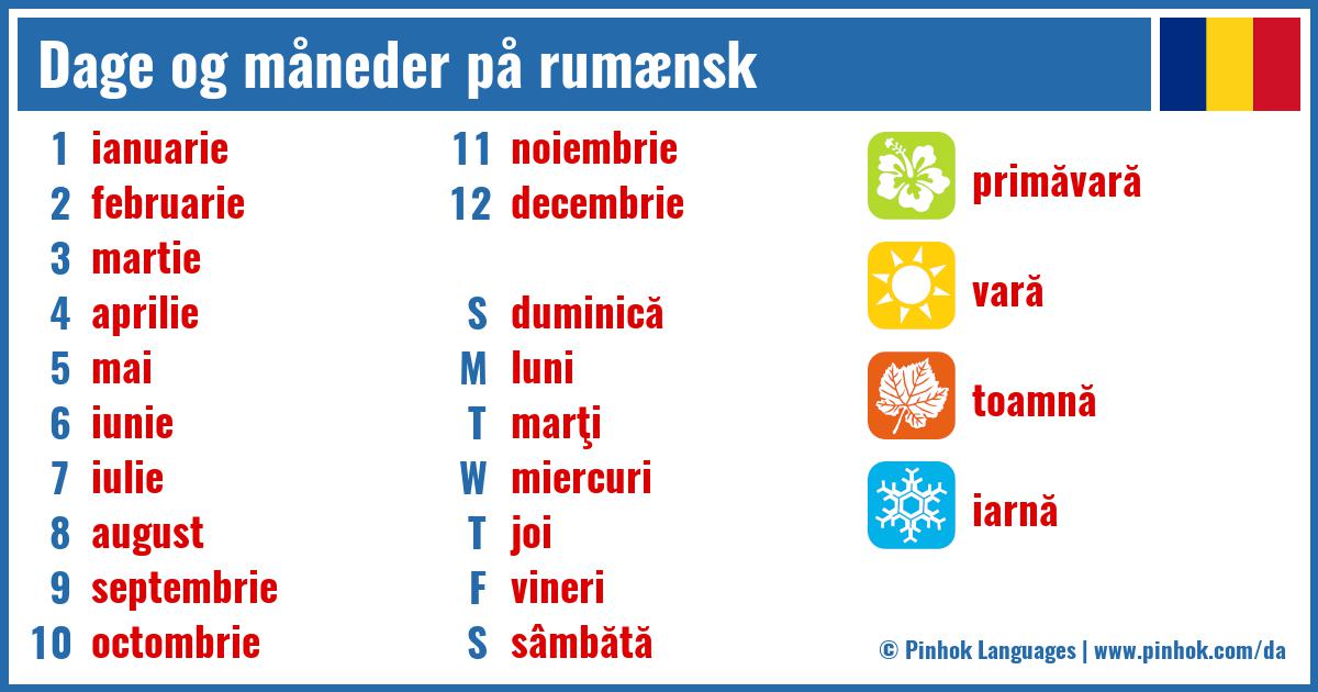 Dage og måneder på rumænsk