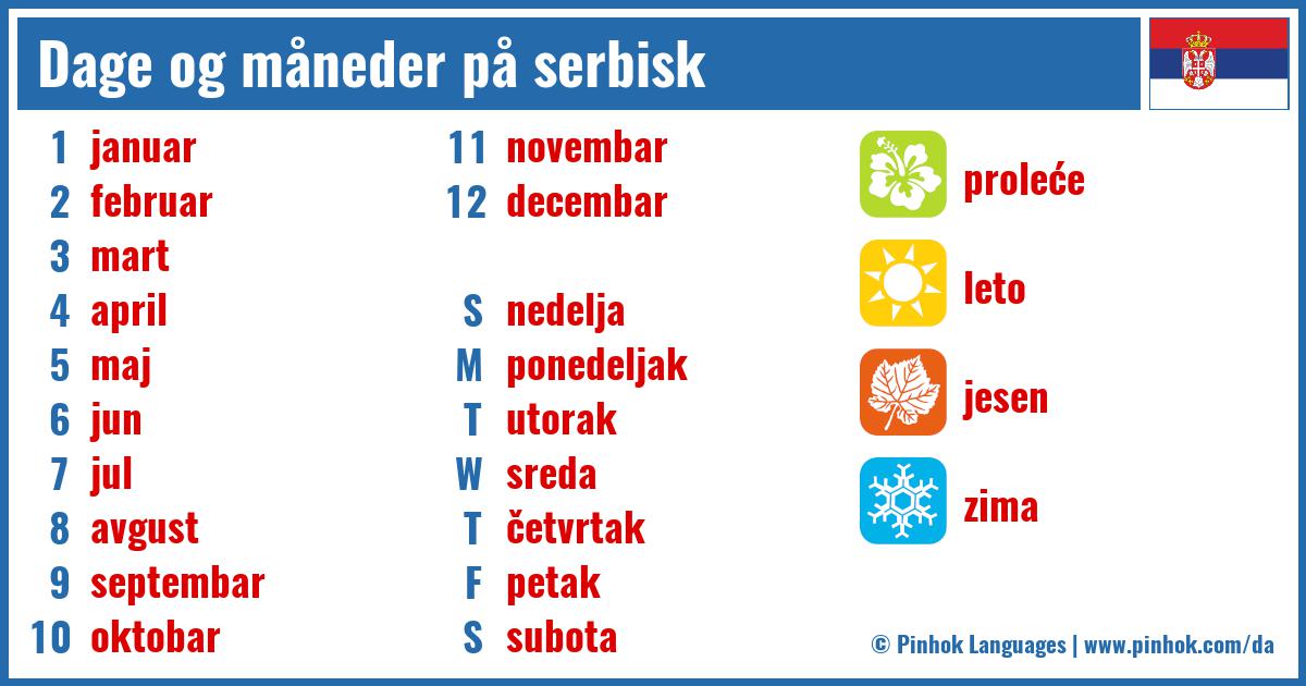 Dage og måneder på serbisk