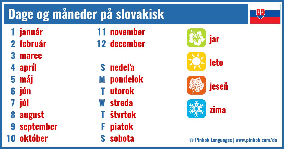 Dage og måneder på slovakisk