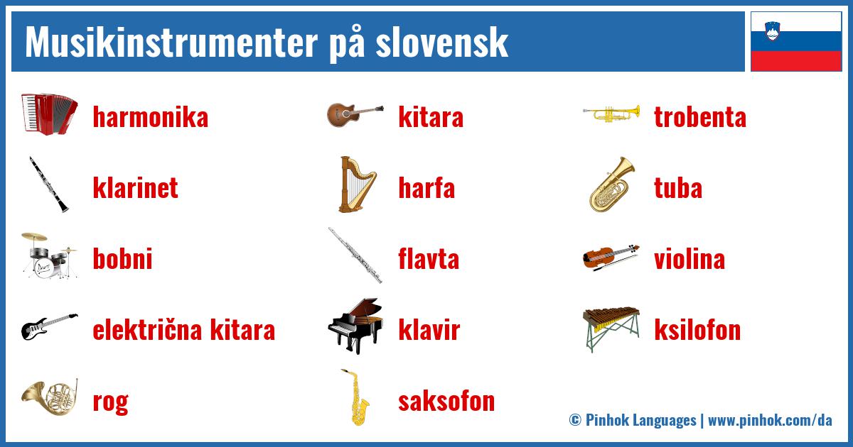 Musikinstrumenter på slovensk