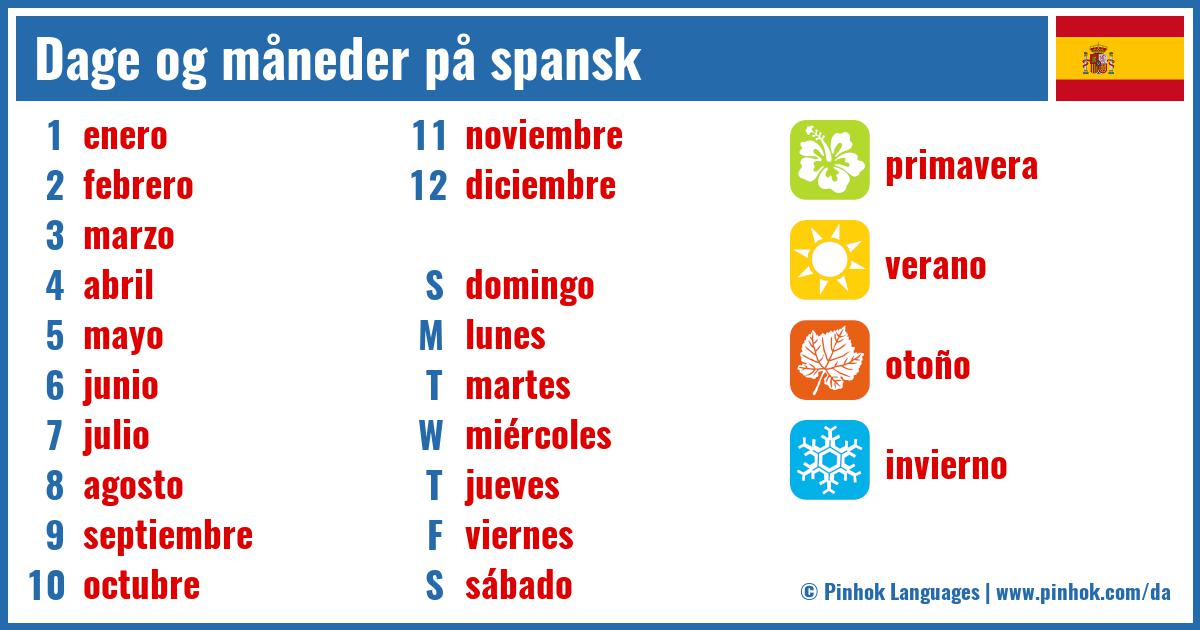 Dage og måneder på spansk