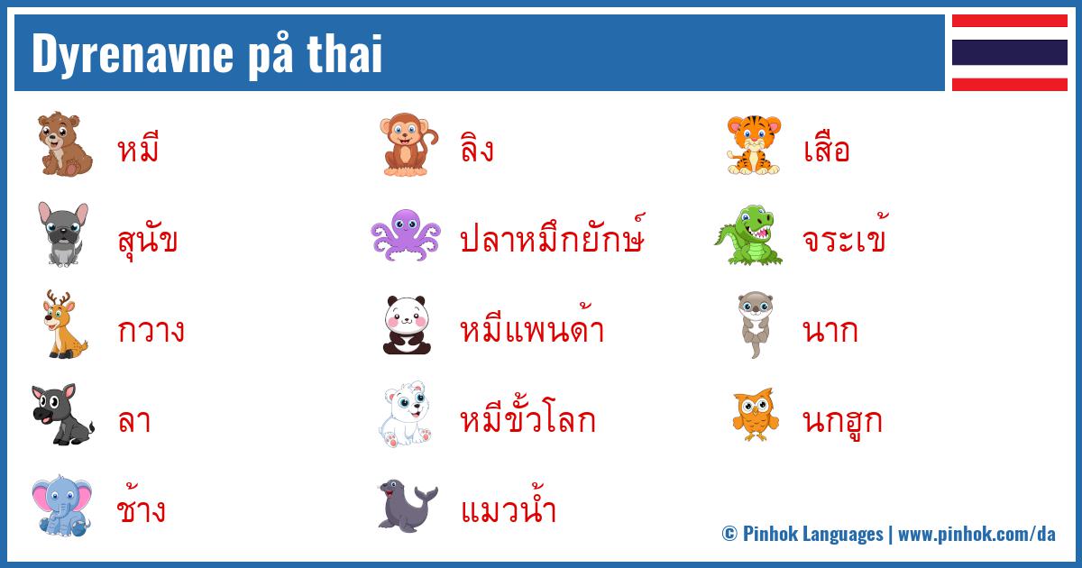 Dyrenavne på thai