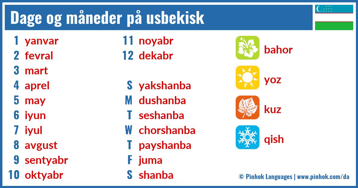 Dage og måneder på usbekisk