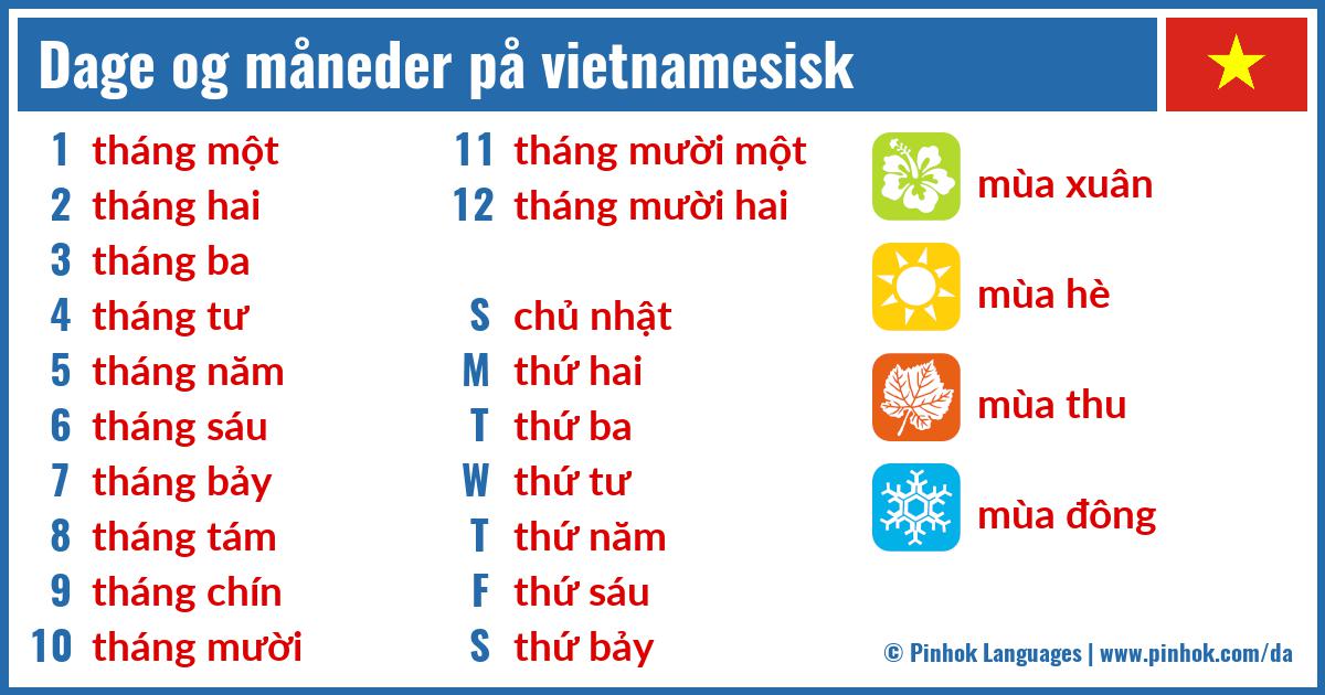 Dage og måneder på vietnamesisk