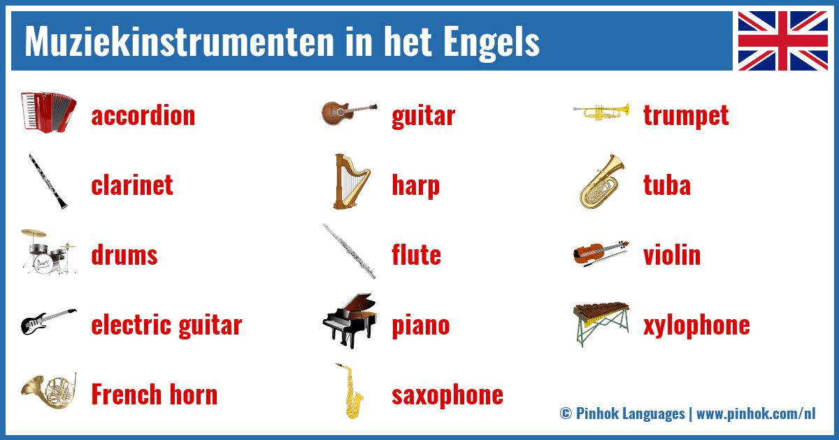 Muziekinstrumenten in het Engels