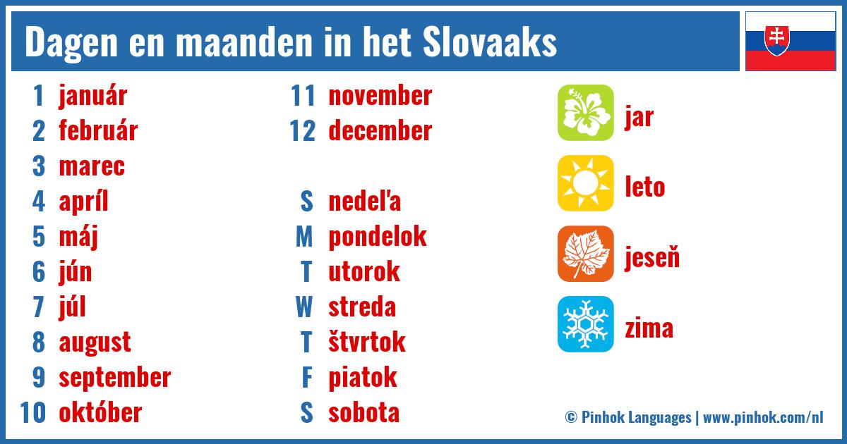 Dagen en maanden in het Slovaaks