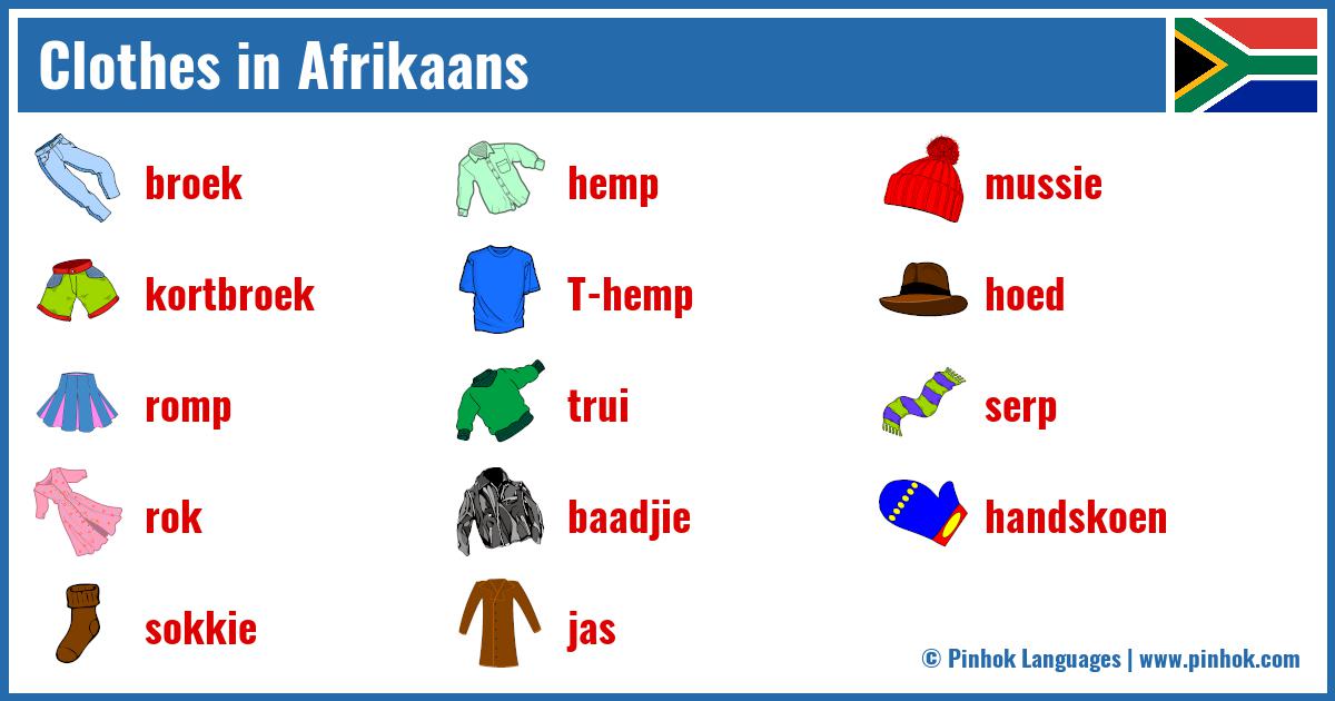 Clothes in Afrikaans