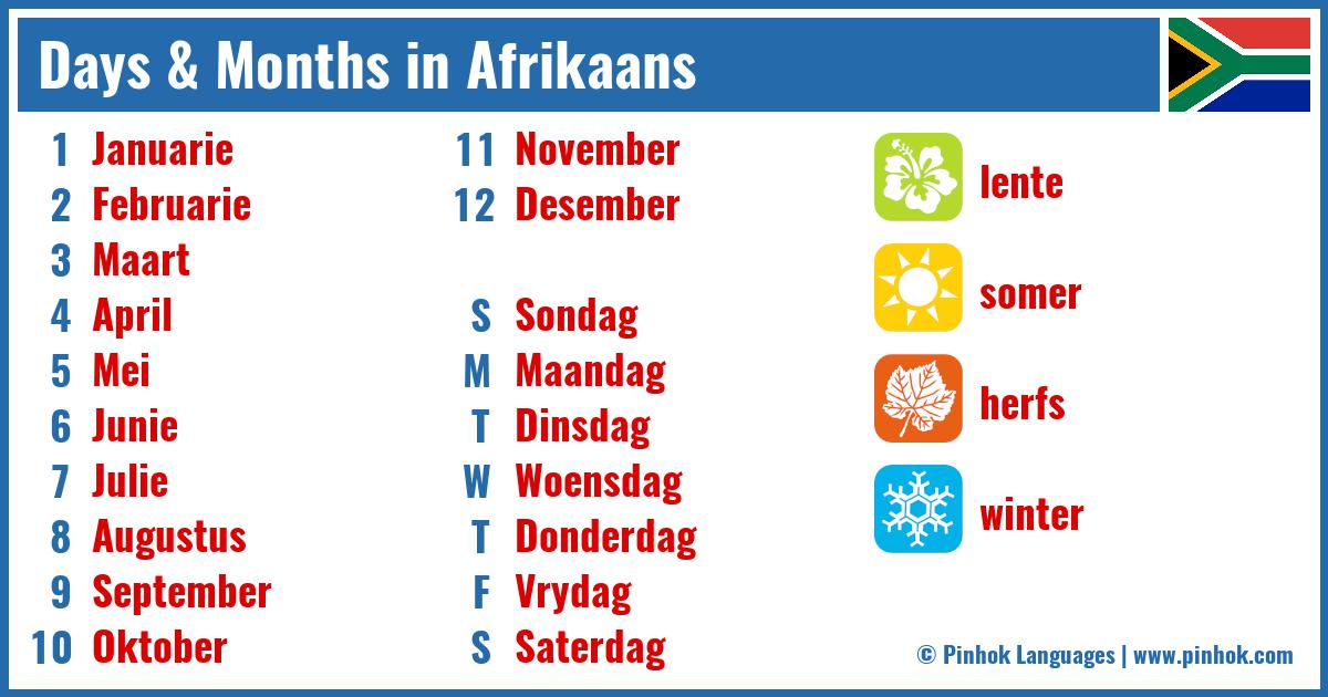 Days & Months in Afrikaans
