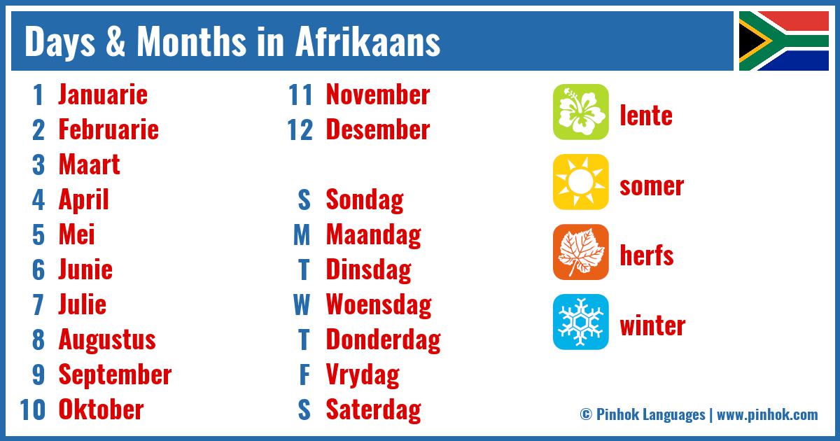 Days Months In Afrikaans