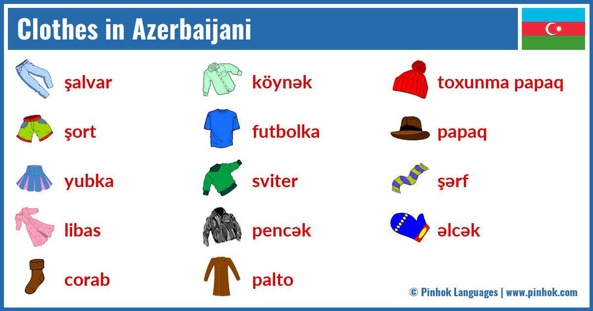 Clothes in Azerbaijani