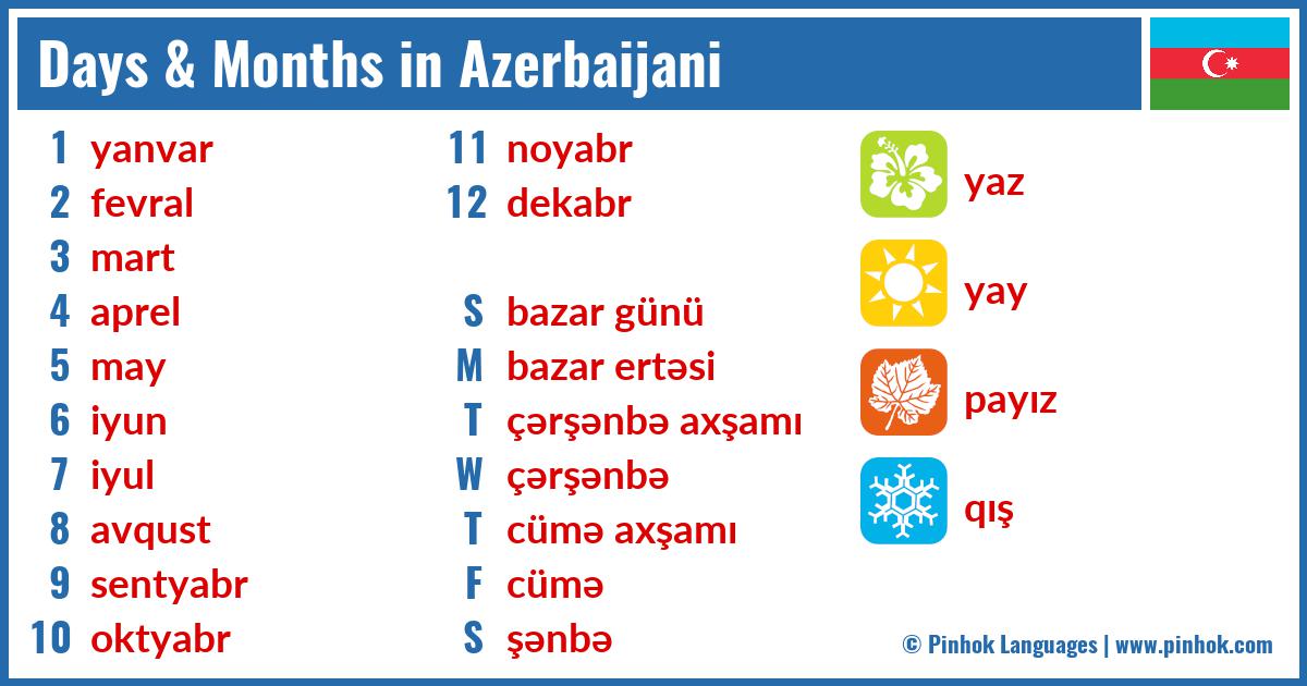 Days & Months in Azerbaijani