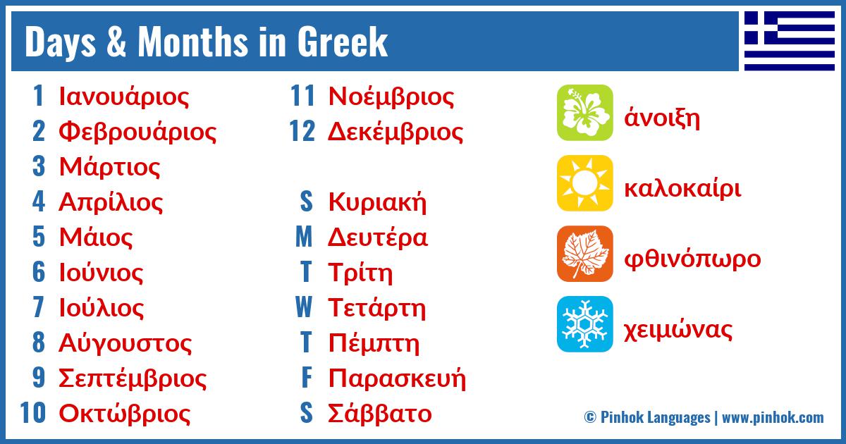 Days & Months in Greek