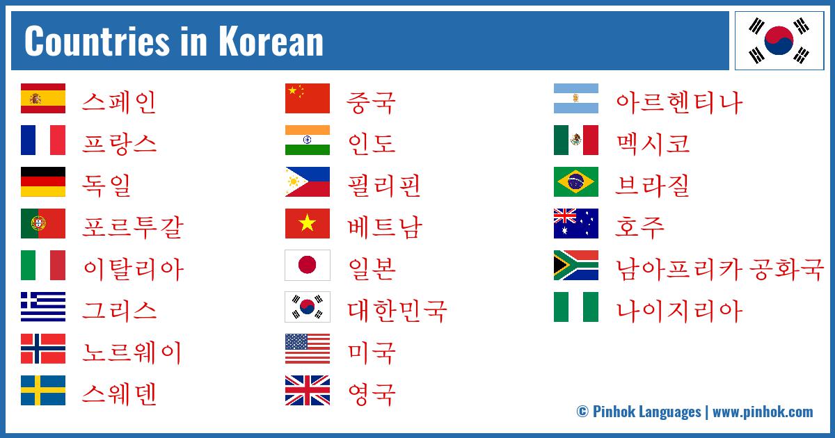 Countries in Korean