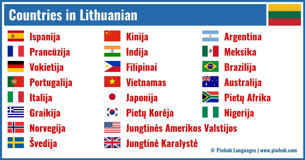 Countries in Lithuanian