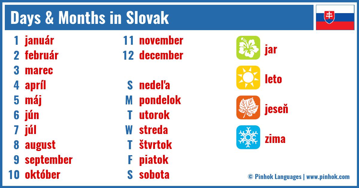 Days & Months in Slovak