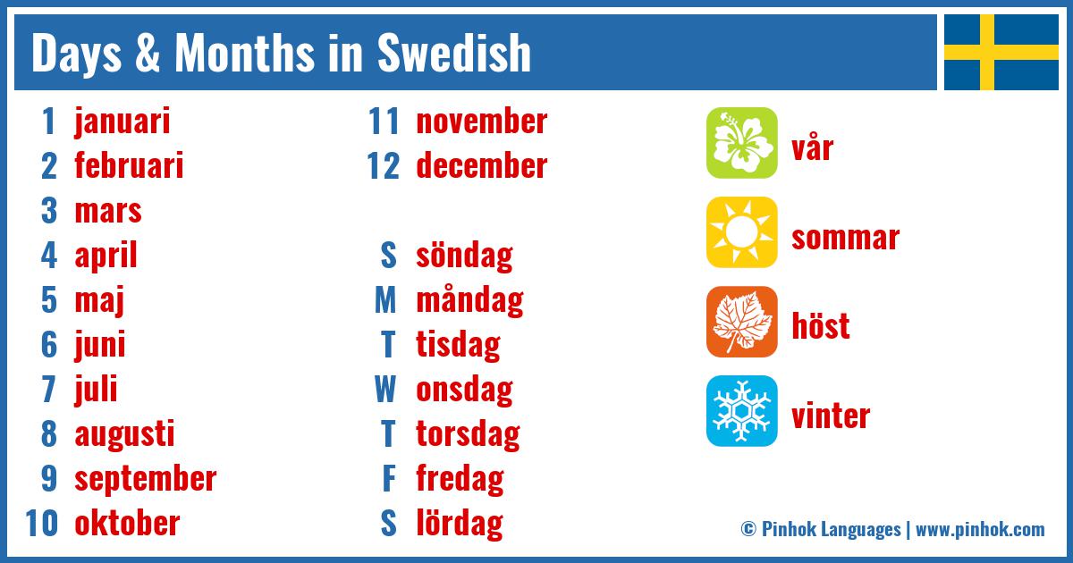 Days & Months in Swedish