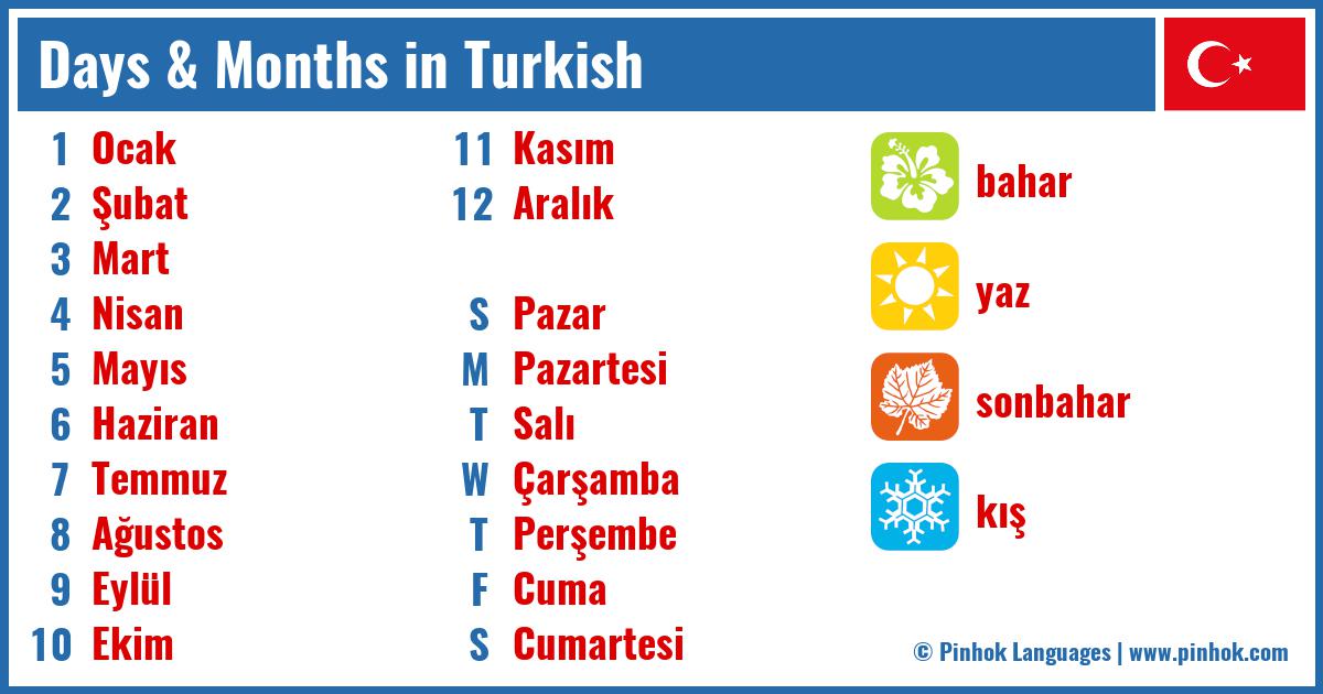 Days & Months in Turkish