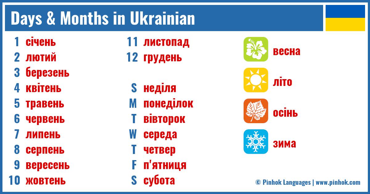 Days & Months in Ukrainian