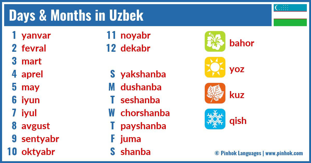 Days & Months in Uzbek