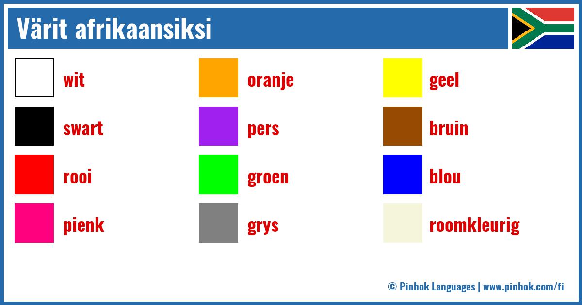 Värit afrikaansiksi