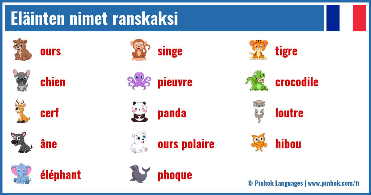 Eläinten nimet ranskaksi