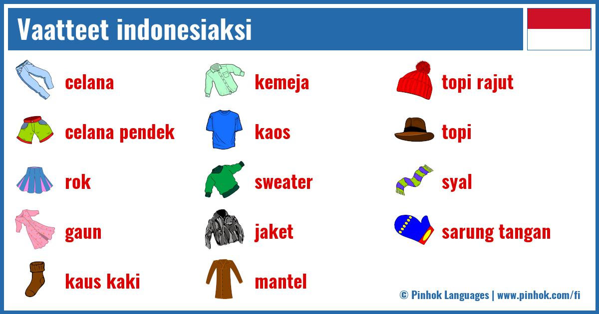 Vaatteet indonesiaksi