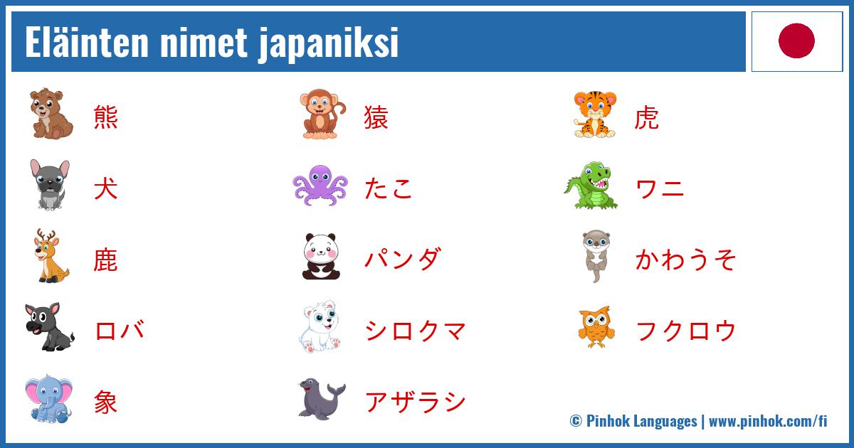 Eläinten nimet japaniksi