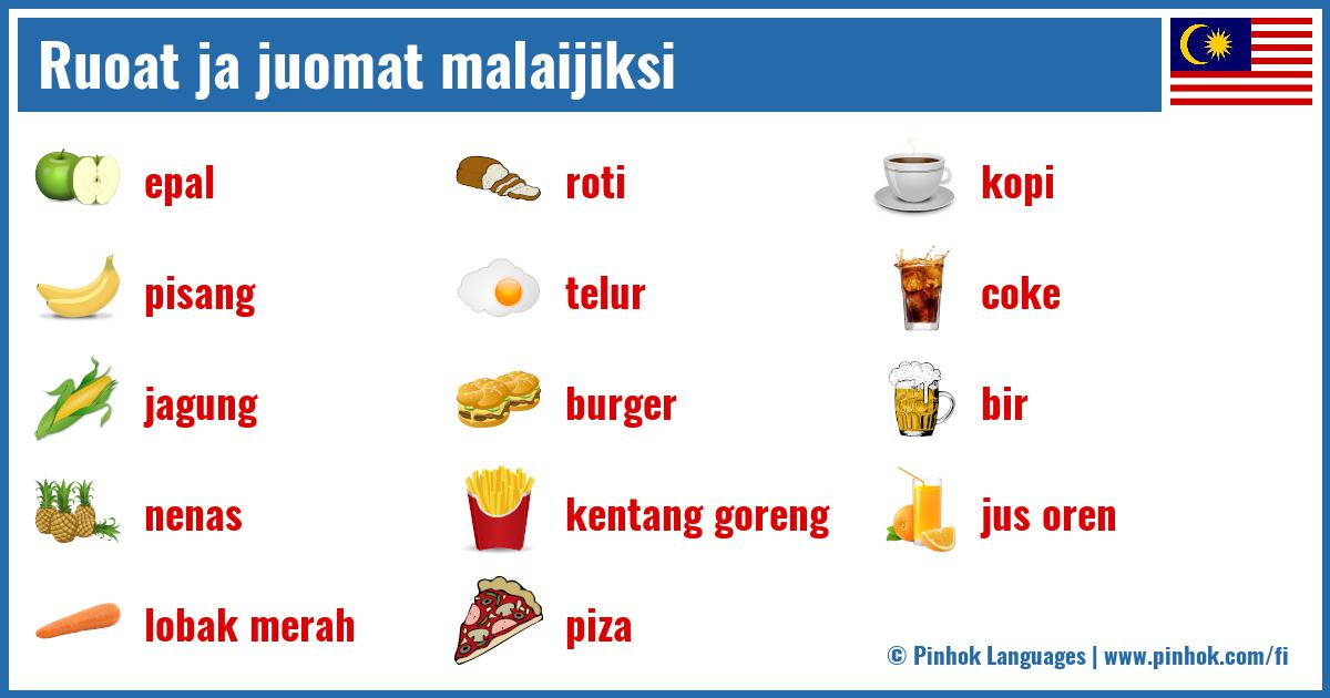 Ruoat ja juomat malaijiksi