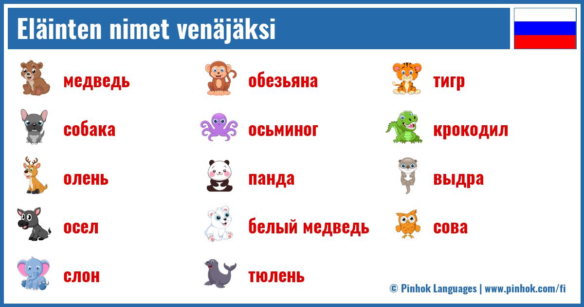 Eläinten nimet venäjäksi