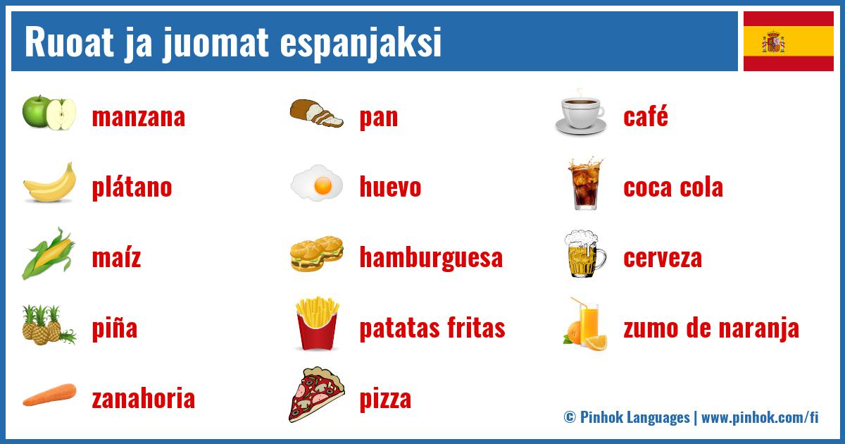 Ruoat ja juomat espanjaksi