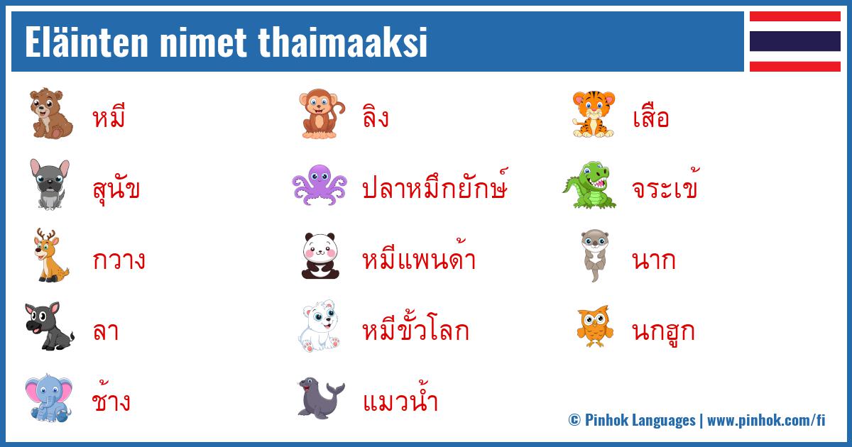 Eläinten nimet thaimaaksi