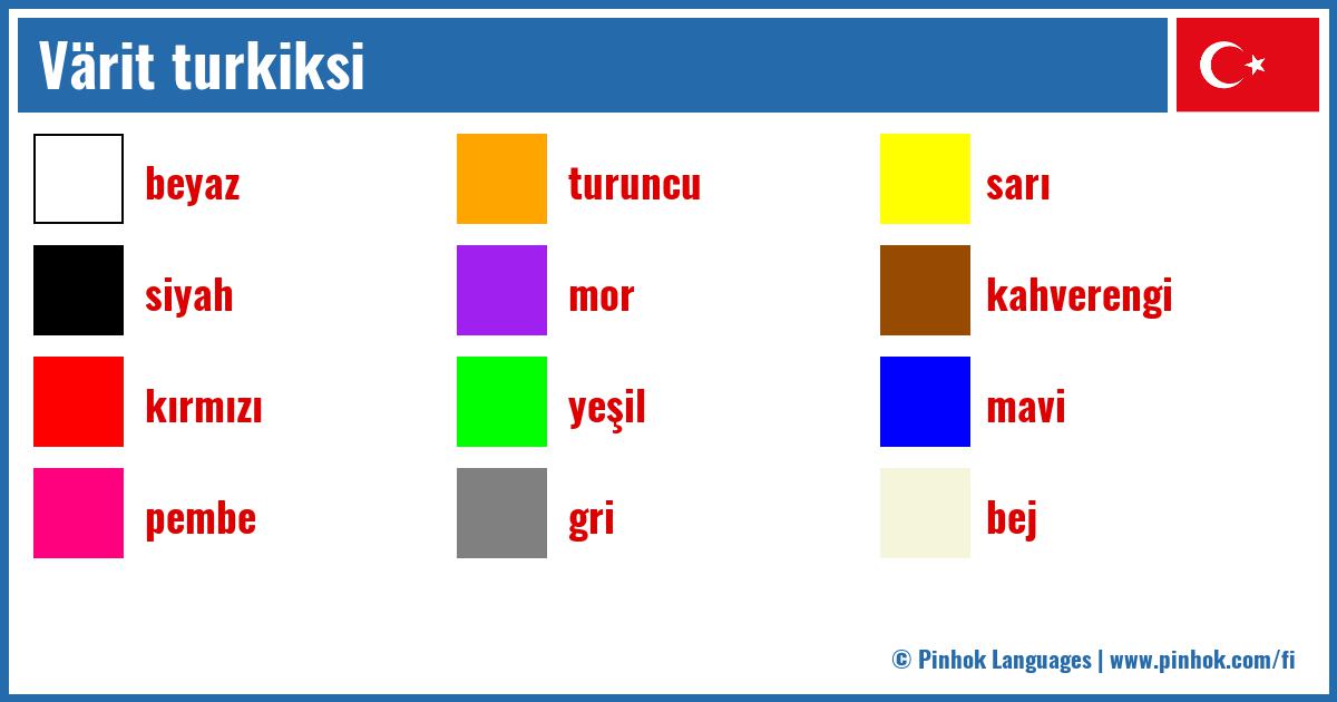 Värit turkiksi