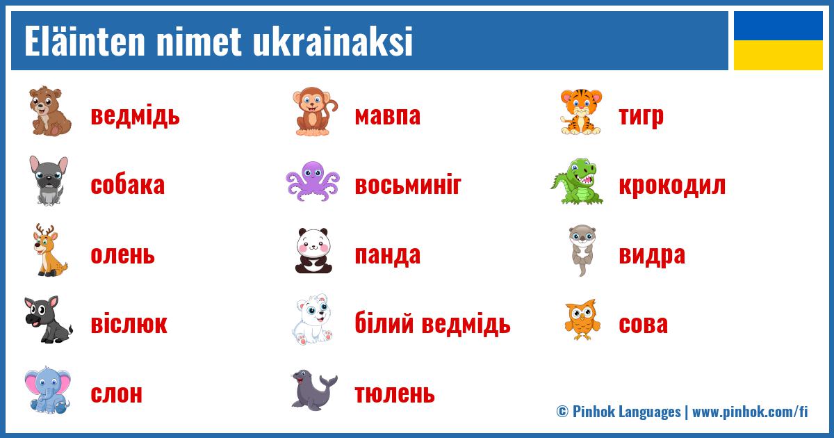 Eläinten nimet ukrainaksi
