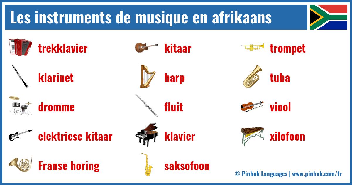 Les instruments de musique en afrikaans
