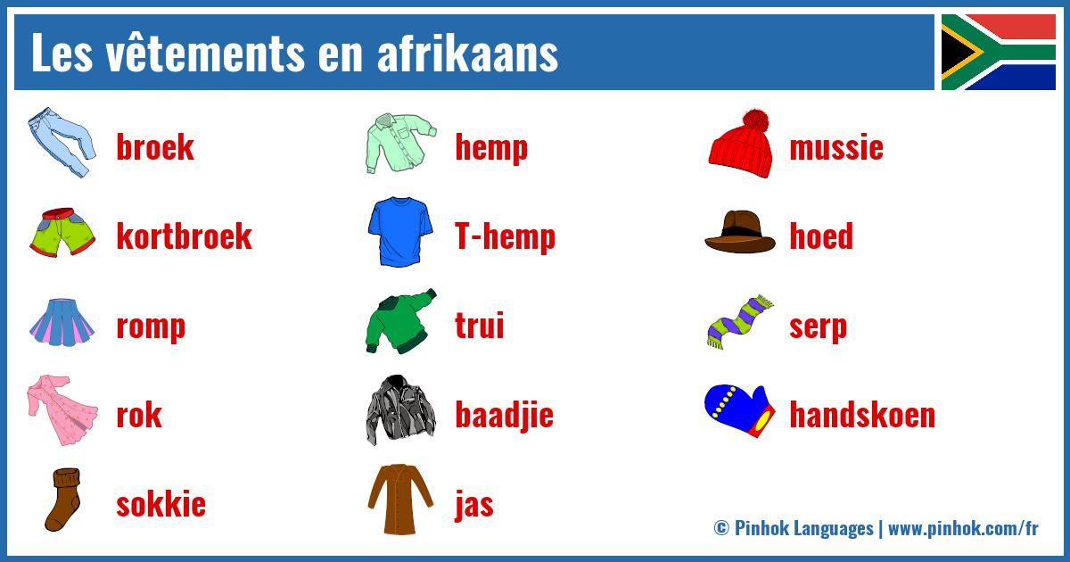 Les vêtements en afrikaans