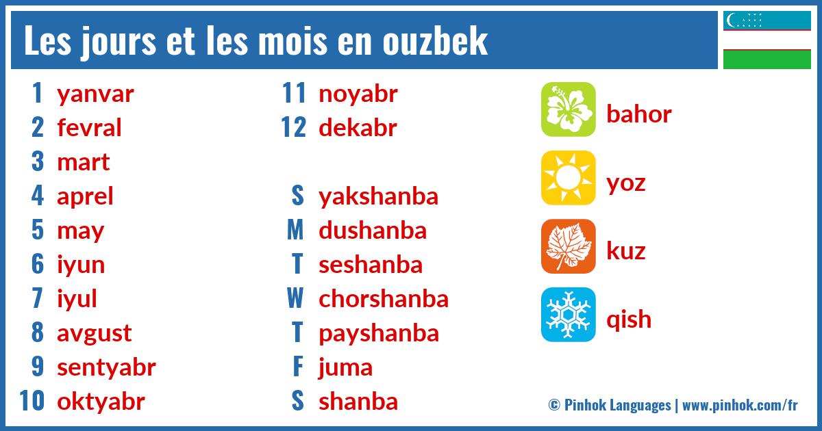 Les jours et les mois en ouzbek