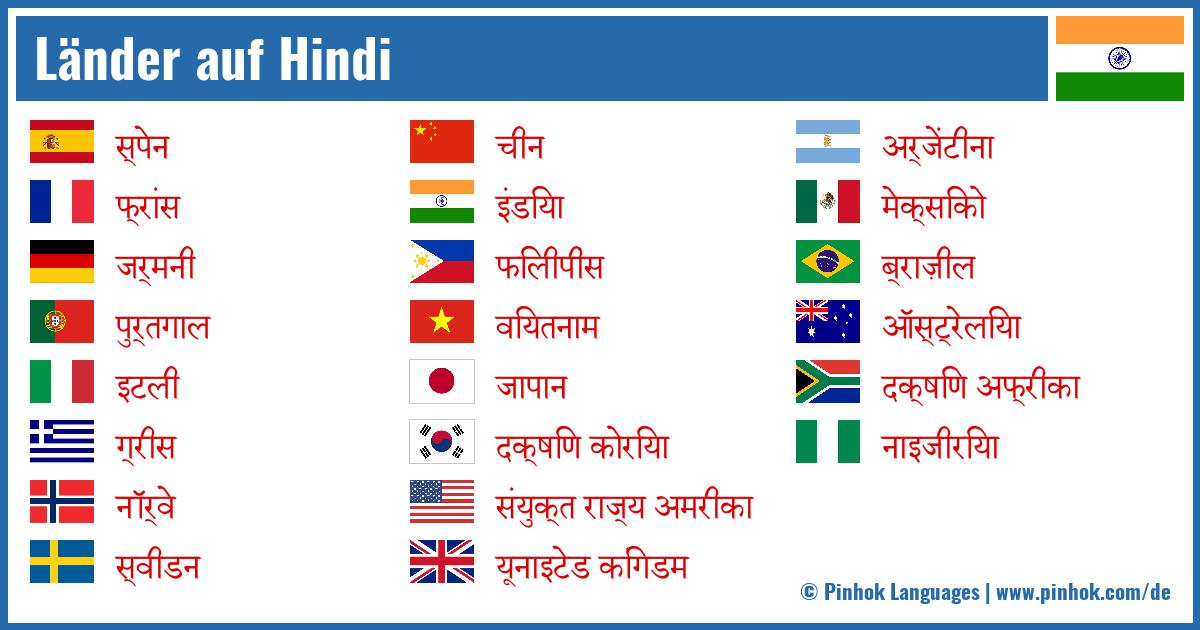 Länder auf Hindi