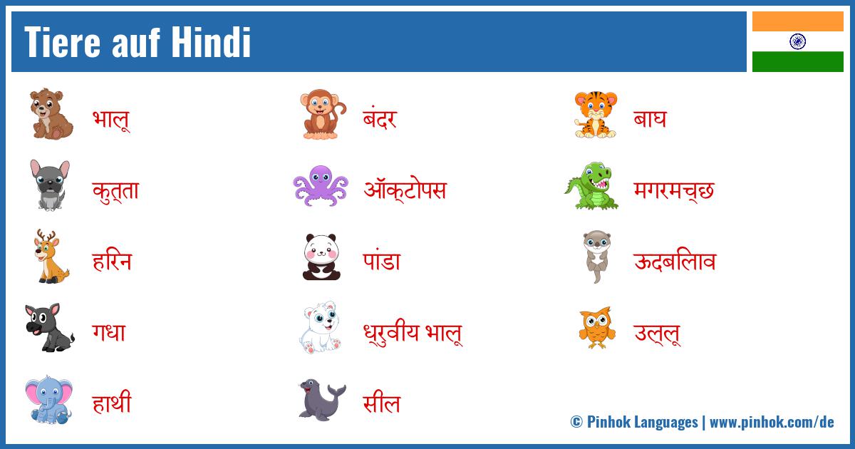 Tiere auf Hindi