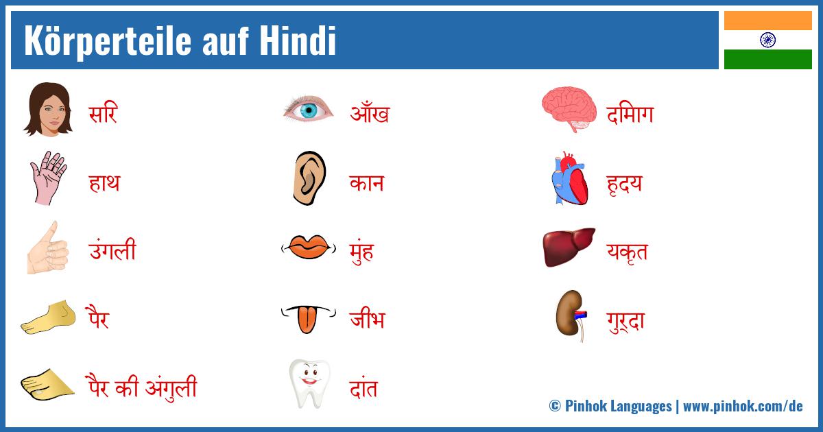Körperteile auf Hindi