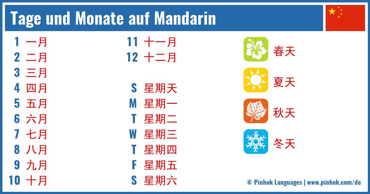 Tage und Monate auf Mandarin