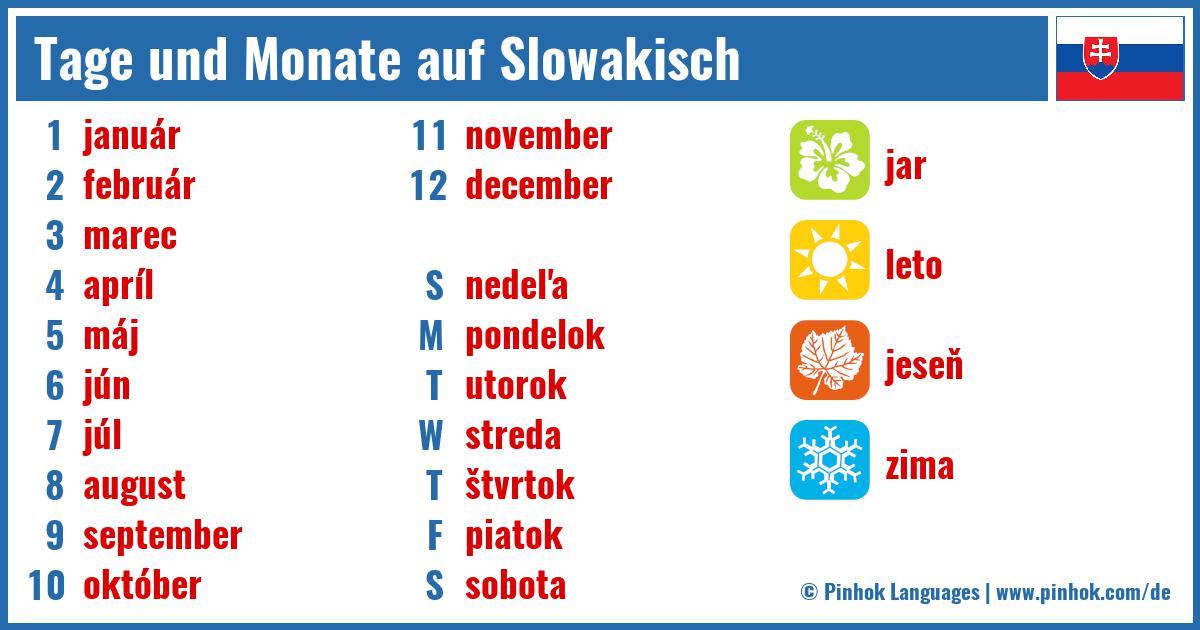 Tage und Monate auf Slowakisch