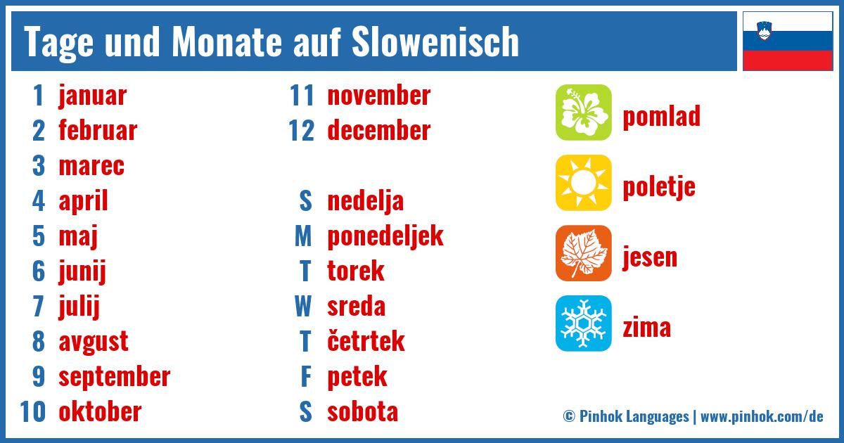 Tage und Monate auf Slowenisch