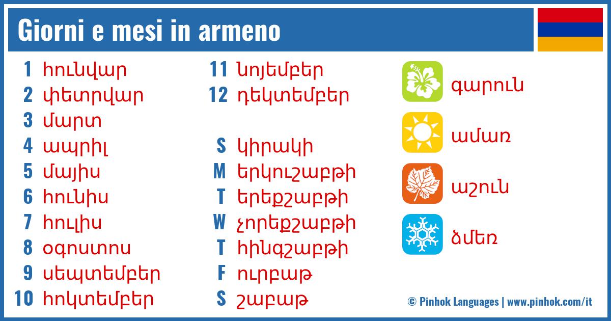 Giorni e mesi in armeno