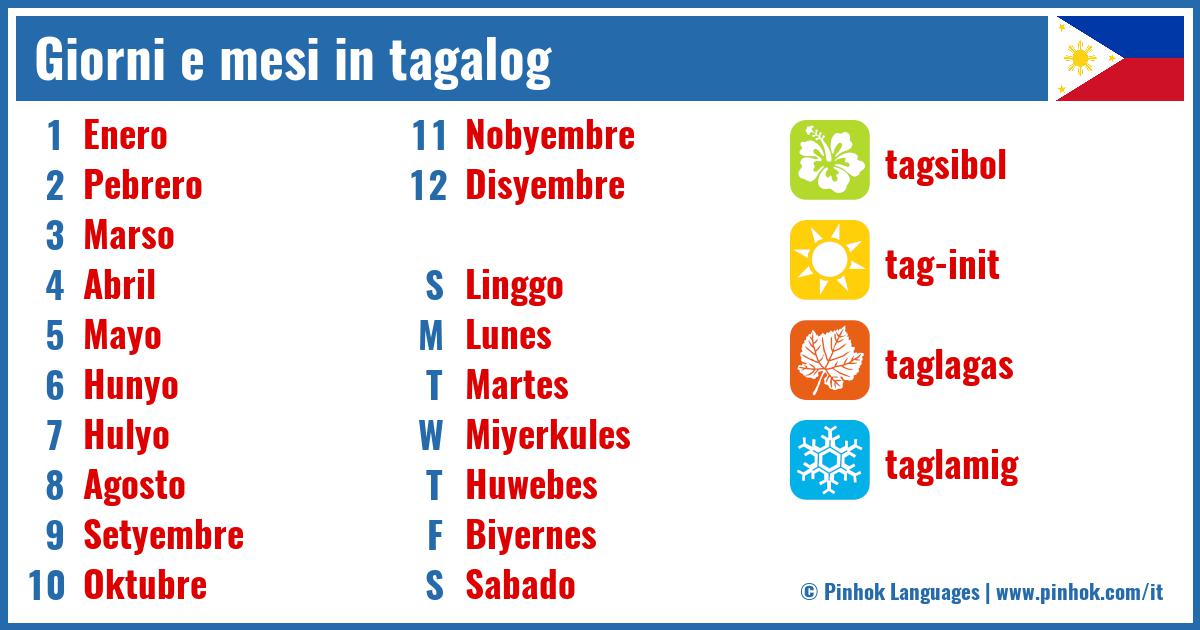 Giorni e mesi in tagalog